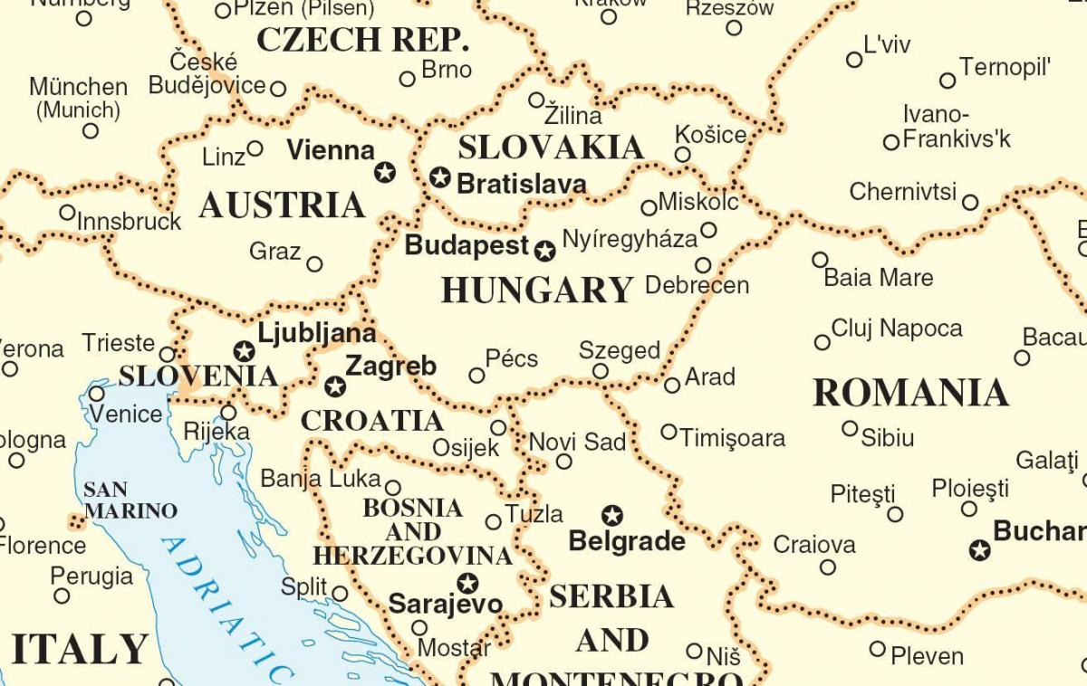 peta Slowakia negara-negara sekitarnya