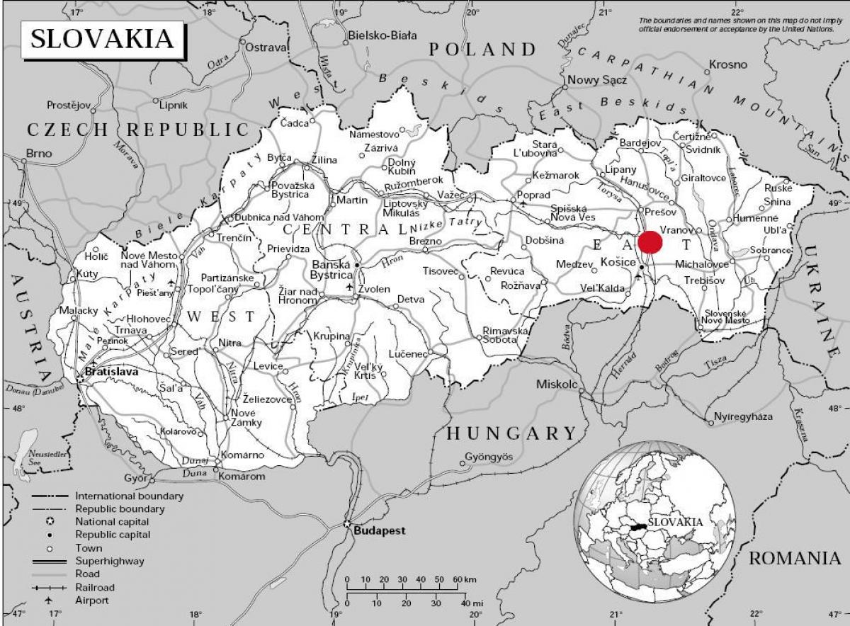 peta dari Slovakia timur