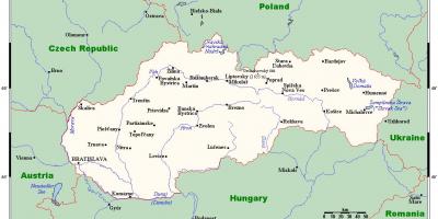 Peta dari Slovakia dengan kota-kota