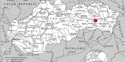 Peta dari Slovakia timur